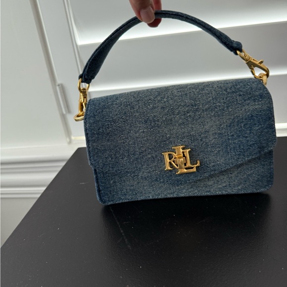 NWOT Lauren Ralph Lauren Washed Denim Small Tayler Crossbody Bag✨ Brand New - Picture 13 of 16